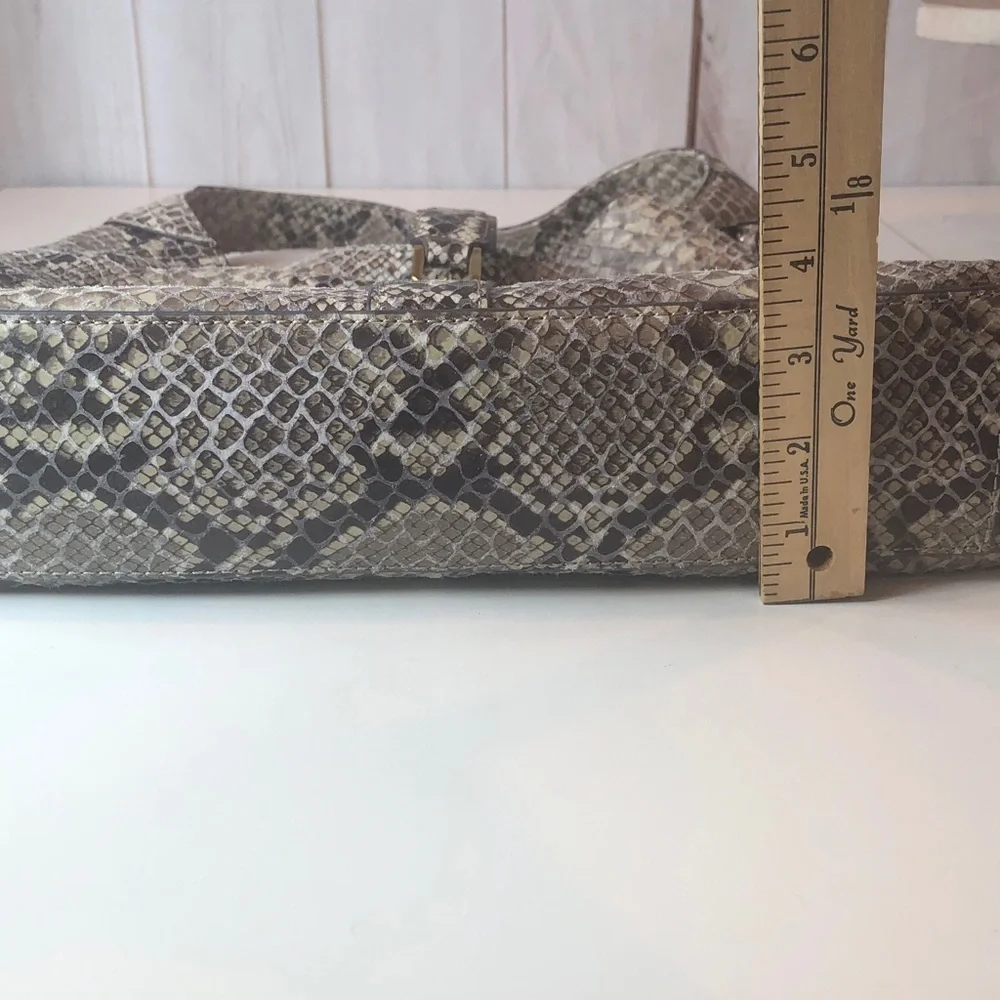 NWOT G.I.L.I. Soft Leather Python Print Large Hobo Shoulder Bag with Tassel